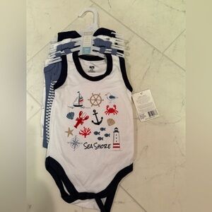 Little Me Sea Shore Bodysuit Set - White and Navy 5 !!!